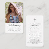 シンプル写真葬儀記念祈りの言葉カード 名刺 (正面/裏面)