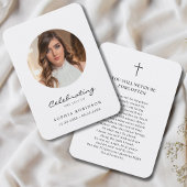 シンプル写真葬儀記念祈りの言葉カード 名刺