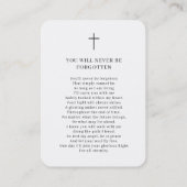 シンプル写真葬儀記念祈りの言葉カード 名刺 (裏面)