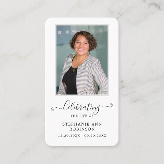 シンプル写真葬儀記念祈りの言葉カード 名刺 (正面)