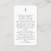 シンプル写真葬悔やみや弔慰祈りの言葉カード 名刺 (裏面)