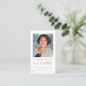 シンプル写真蝶の葬儀祈りの言葉 名刺 (スタンド正面)