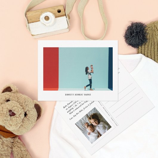 シンプル写真誕生のお知らせ 案内ポストカード