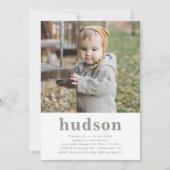 シンプル写真誕生日招待状 |ミニマリスト 招待状 (正面)