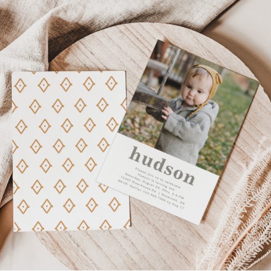 シンプル写真誕生日招待状 |ミニマリスト 招待状