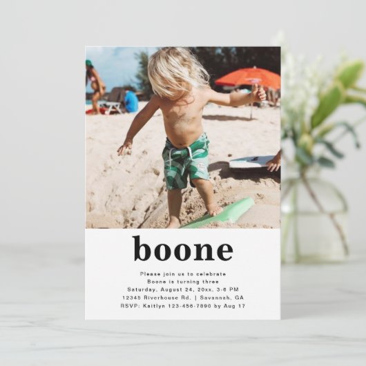 シンプル写真誕生日招待状 |絞り染め 招待状 (スタンド正面)