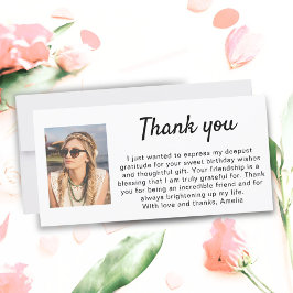 シンプル写真誕生日 サンキューカード