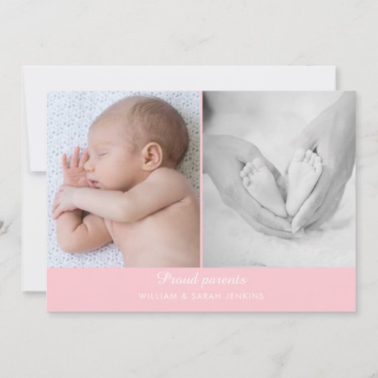 シンプル写真誕生発表ベビーガールスクリプト 案内状 (裏面)