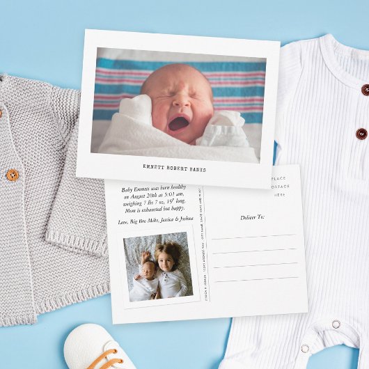 シンプル写真誕生 案内ポストカード