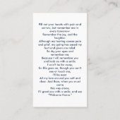 シンプル写真追悼記念悔やみや弔慰祈りの言葉カード 名刺 (裏面)