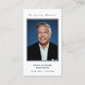 シンプル写真追悼記念悔やみや弔慰祈りの言葉カード 名刺 (正面)