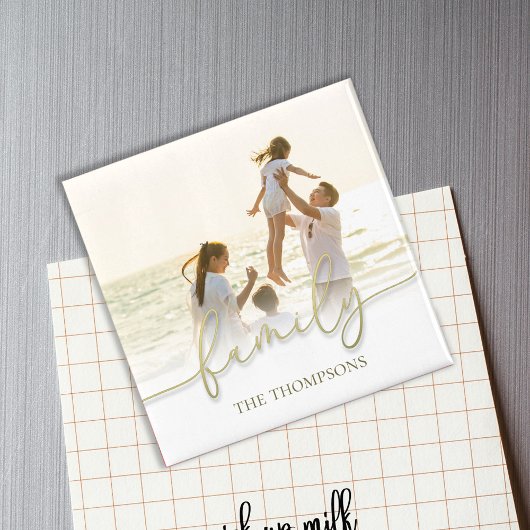 シンプル写真金ゴールド書道台本タイポグラフィ マグネット