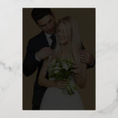 シンプル写真金ゴールド結婚の 箔招待状 (裏面)