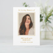 シンプル写真金ゴールド葬儀記念祈りの言葉カード (スタンド正面)