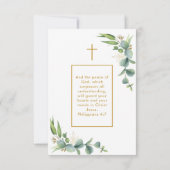 シンプル写真金ゴールド葬儀記念祈りの言葉カード (裏面)