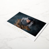 シンプル写真金フォイル生まれたばかりの誕生のお知らせ 箔招待状 (回転した状態)