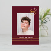 シンプル写真院大学ブルゴーニュ 箔招待状 (立ち正面)