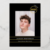 シンプル写真院黒 箔招待状 (正面)