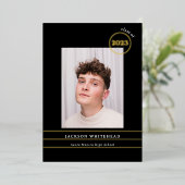 シンプル写真院黒 箔招待状 (立ち正面)