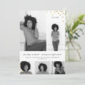 シンプル写真集フェイク金ゴールド卒業会 招待状 (スタンド正面)