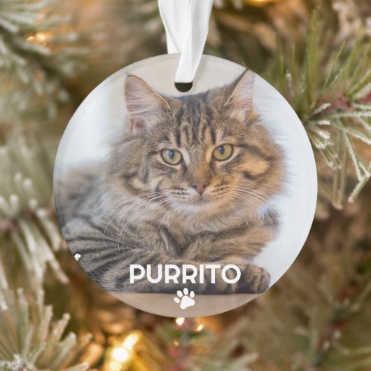 シンプル写真1枚ペット名ポープリントメモリアル オーナメント (ツリー)