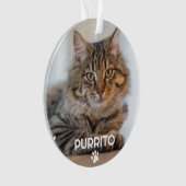 シンプル写真1枚ペット名ポープリントメモリアル オーナメント (正面)