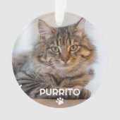 シンプル写真1枚ペット名ポープリントメモリアル オーナメント (正面)