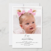 シンプル写真1歳の誕生日パーティー 招待状 (正面)