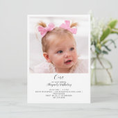 シンプル写真1歳の誕生日パーティー 招待状 (スタンド正面)