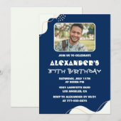 シンプル写真37歳の誕生日招待状メンズ・ネイビー 招待状 (正面/裏面)