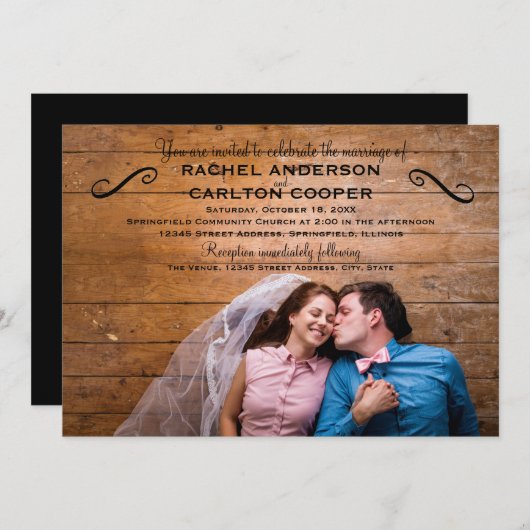 シンプル写真 – 結婚式招待状 招待状 (正面/裏面)