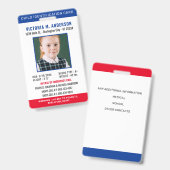 シンプル写真ID緊急の子ID バッジ (正面＆裏面)