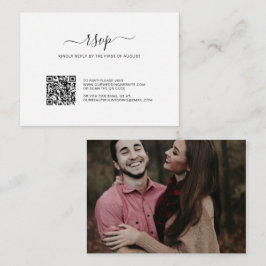 シンプル写真QRコード予算結婚式RSVPカード ノートカード