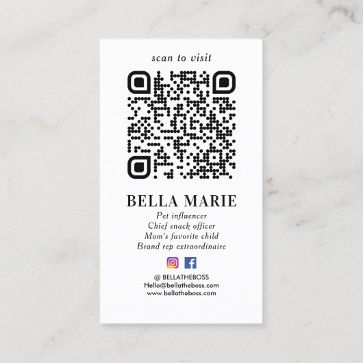 シンプル写真QRコーパーソナライズされたドソーシャルメディア 名刺 (裏面)