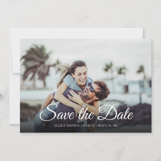 シンプル写真Save the Date Script招待状 招待状 (正面)