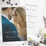 シンプル写真Save the Date Wedding Inviteテンプレート セーブザデート<br><div class="desc">この単純にシックな写真の結婚式は、日付フラットカードを保存し、暖かく、ミニマルなデザインを持っている。フロントの機能は名前と日付と場所の上に日付文字を保存結婚する。この文字は白く、あなたの名前は、このミニマリストの外観に暖かさと親しみのある感お洒落覚を与える活気のある手書きフォントでモダン強調表示されている。デフォルトの形状としてシャープなコーナーを選択したが、丸いコーナーもこのデザインで素晴らしく動作するので、編集モードで両方の外観を見て、どのグリップを見てみよう！背景を透明に設定し、紙の色をベースカラーとして使用する。背景の色を選択できもしる。必要に応じて文字を編集することもできます。不要な文字フィールドを削除したり、文字の色やフォントを変更したりする場合がある。私たちは黒の要素を持つダークグレーのトーンを選んだバックの文字のために、しかし、あなたがあなたのスタイルに合わせてこれを簡単に変更することができる。直感的なデザインツール、写真お気に入りのとインスピレーションを使用して、このウェディングはユニークなスタイリッシュ日付フラットカードを保存する！</div>