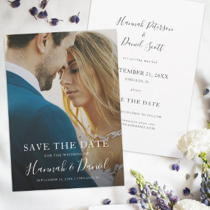 シンプル写真Save the Date Wedding Inviteテンプレート セーブザデート