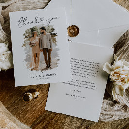 シンプル写結婚真 サンキューカード