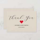 シンプル冬のハート結婚に感謝 サンキューカード (正面/裏面)