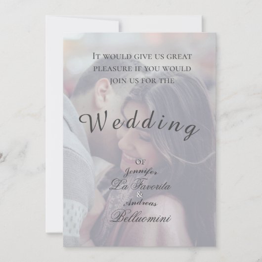 シンプル冬のフローラ結婚とフォト招待状 招待状 (正面)