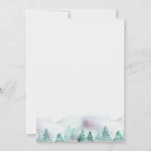 シンプル冬の森と松のリース水彩 招待状 (裏面)