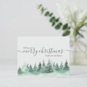 シンプル冬の森の休日の引越し告知 ポストカード (スタンド正面)