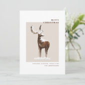 シンプル冬の水の色ウッドランドディアクリスマス シーズンカード (スタンド正面)