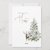 シンプル冬の水の色ウッドランドディアクリスマス シーズンカード (裏面)