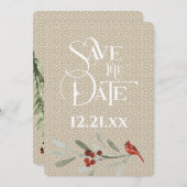 シンプル冬の結婚式 – 日付を保存 – (鳥)ショウジョウコウカンチョウ セーブザデート (正面/裏面)