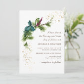 シンプル冬の緑モダンのクリスチ結婚アン 招待状 (スタンド正面)