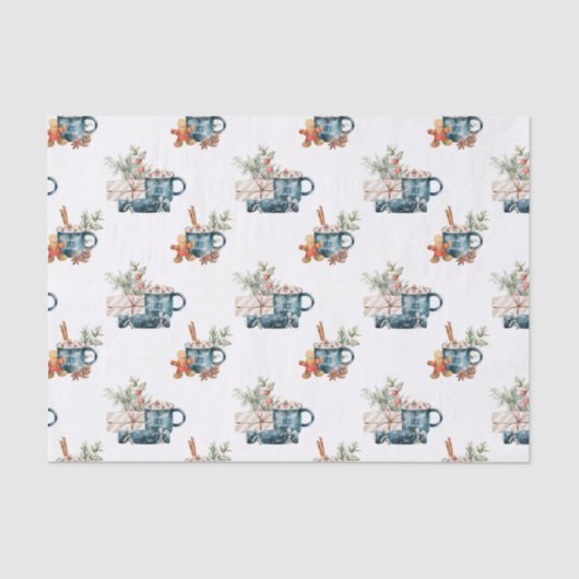 シンプル冬の青の審美的な水の色クリスマス 薄葉紙 (正面)