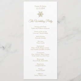 シンプル冬ウェディング金ゴールドスノーフレーククリスマス プログラム