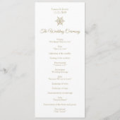 シンプル冬ウェディング金ゴールドスノーフレーククリスマス プログラム (裏面)