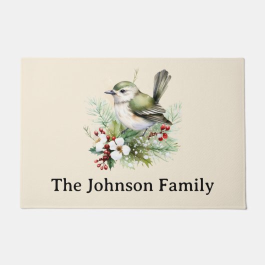 シンプル冬バードクリスマスホリデーシーズン ドアマット (正面)
